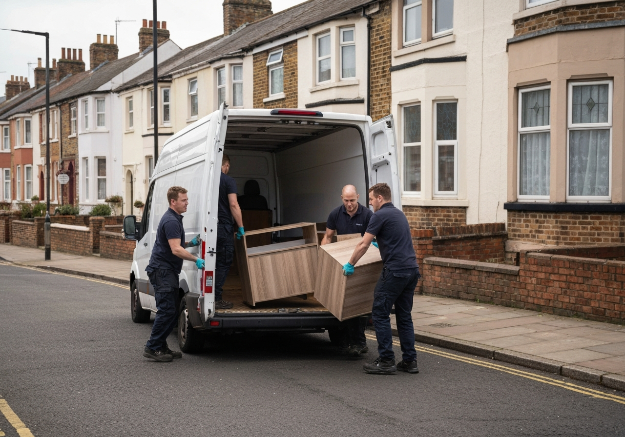 Waste collection service — van loaded with household and garden waste